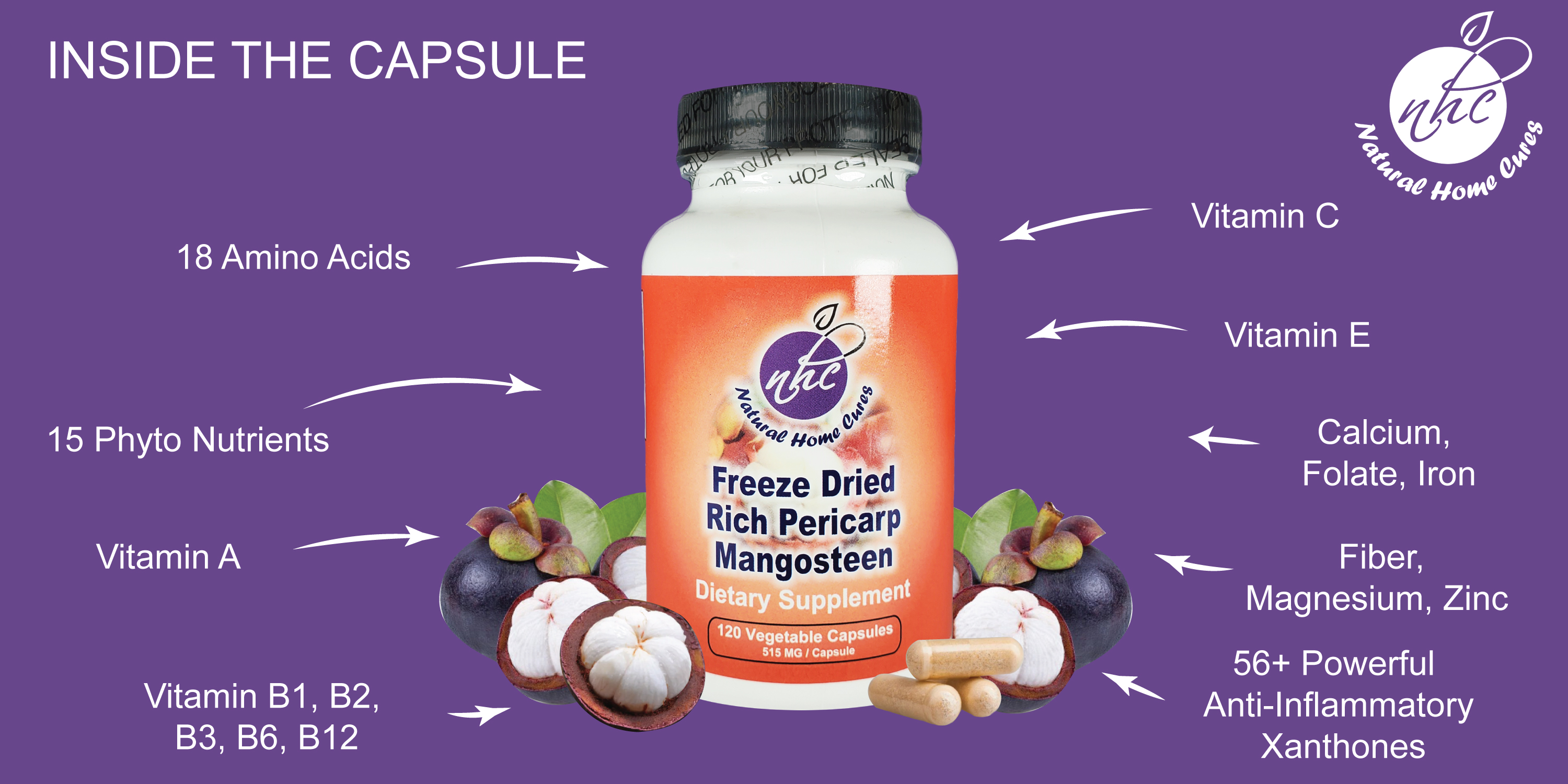 Natural Home Cures Freeze Dried Rich Pericarp Mangosteen Contains